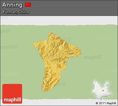Savanna Style 3D Map of Anning, single color outside