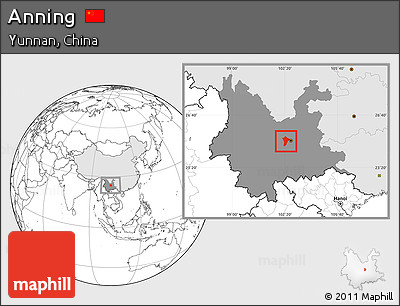 Blank Location Map of Anning, highlighted country, highlighted parent region