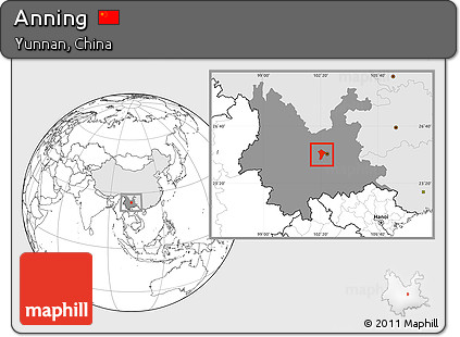 Blank Location Map of Anning, highlighted country, highlighted parent region