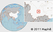 Gray Location Map of Anning, highlighted country, hill shading