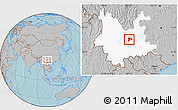 Gray Location Map of Anning, highlighted parent region, hill shading