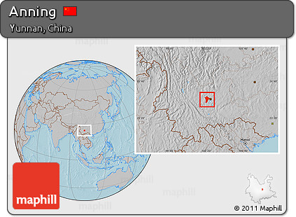 Gray Location Map of Anning, hill shading
