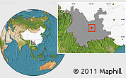Satellite Location Map of Anning, highlighted country, highlighted parent region