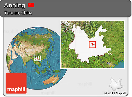 Satellite Location Map of Anning, highlighted parent region