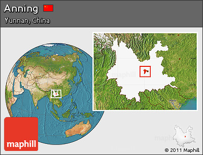 Satellite Location Map of Anning, highlighted parent region