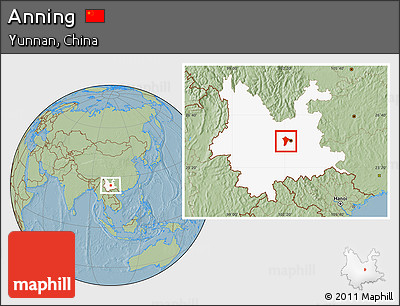 Savanna Style Location Map of Anning, highlighted parent region, hill shading