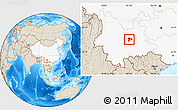 Shaded Relief Location Map of Anning, highlighted country