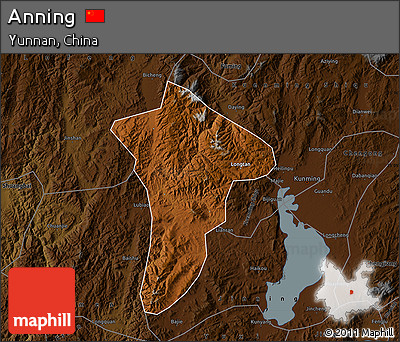 Physical Map of Anning, darken