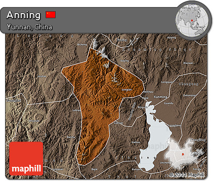 Physical Map of Anning, semi-desaturated