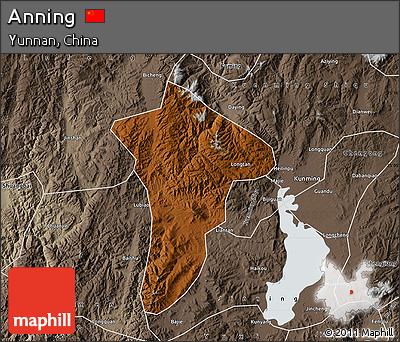 Physical Map of Anning, semi-desaturated