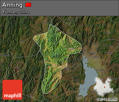 Satellite Map of Anning, darken