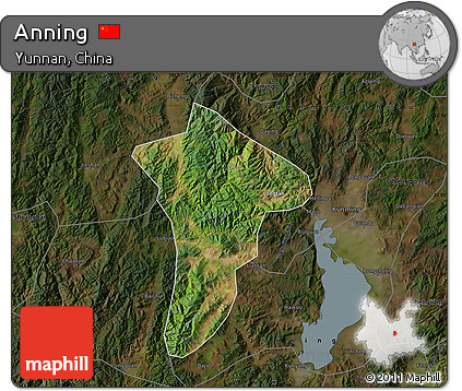 Satellite Map of Anning, darken