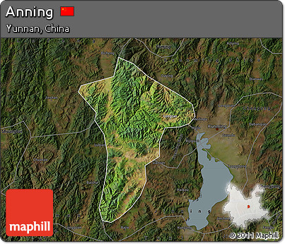 Satellite Map of Anning, darken