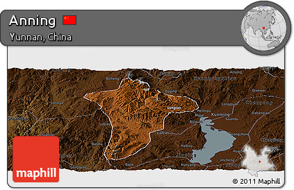 Physical Panoramic Map of Anning, darken
