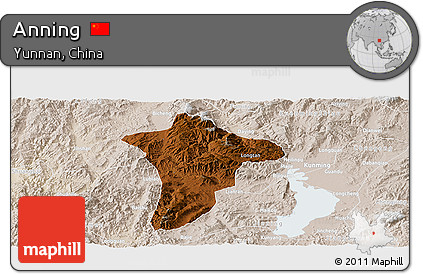 Physical Panoramic Map of Anning, lighten