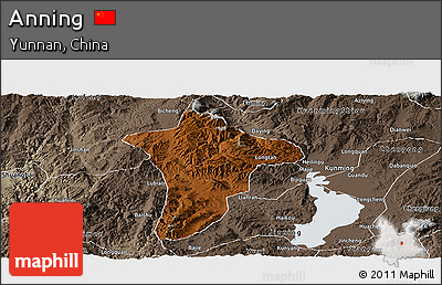 Physical Panoramic Map of Anning, semi-desaturated