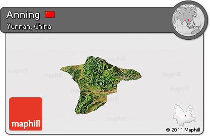 Satellite Panoramic Map of Anning, cropped outside