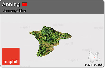 Satellite Panoramic Map of Anning, cropped outside