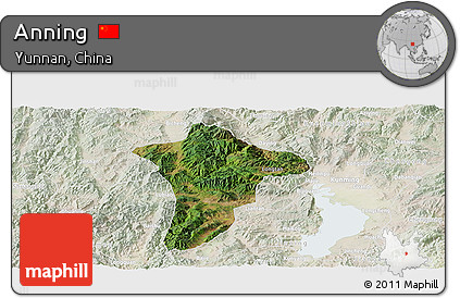 Satellite Panoramic Map of Anning, lighten