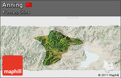 Satellite Panoramic Map of Anning, lighten