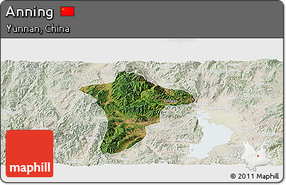 Satellite Panoramic Map of Anning, lighten