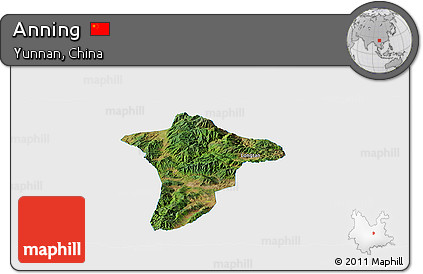 Satellite Panoramic Map of Anning, single color outside