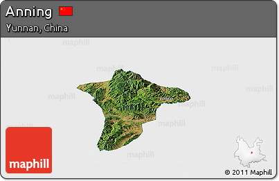 Satellite Panoramic Map of Anning, single color outside