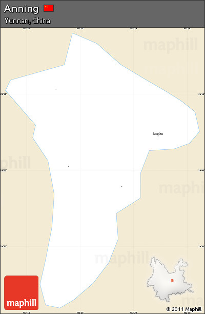 Classic Style Simple Map of Anning, single color outside
