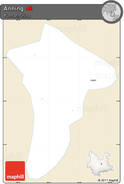Classic Style Simple Map of Anning, single color outside