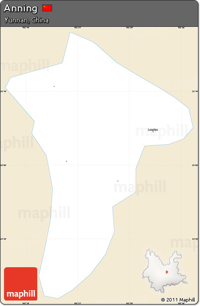 Classic Style Simple Map of Anning, single color outside