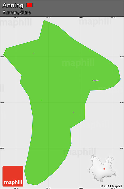 Political Simple Map of Anning, single color outside
