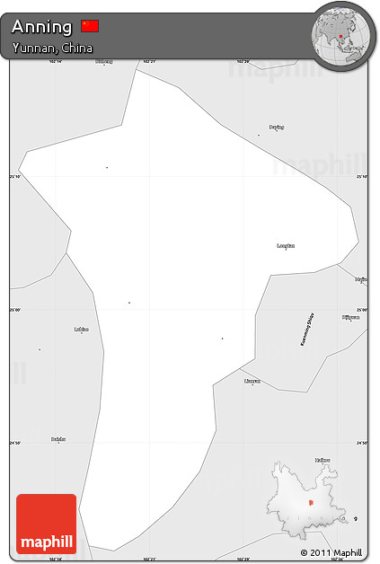 Silver Style Simple Map of Anning
