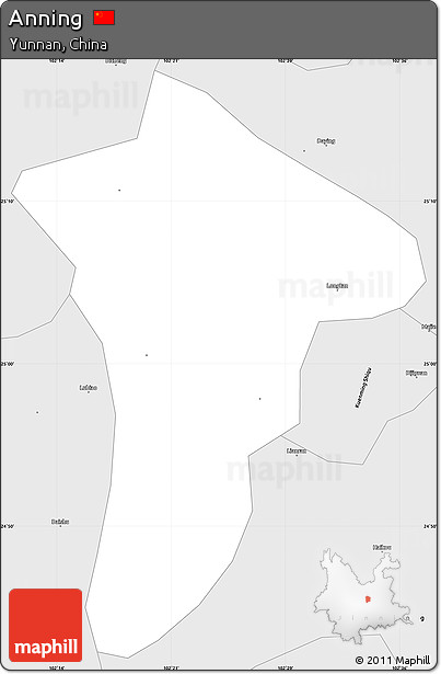 Silver Style Simple Map of Anning