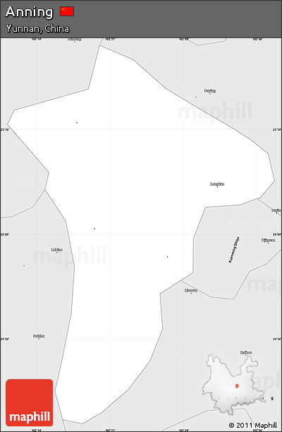 Silver Style Simple Map of Anning