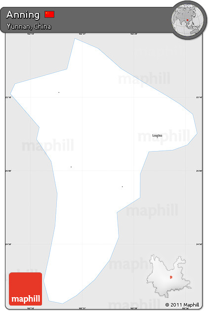 Silver Style Simple Map of Anning, single color outside
