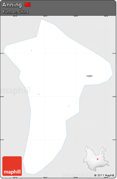 Silver Style Simple Map of Anning, single color outside