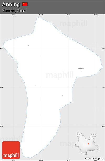 Silver Style Simple Map of Anning, single color outside