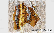 Physical 3D Map of Baoshan, lighten