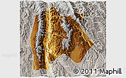Physical 3D Map of Baoshan, lighten, semi-desaturated
