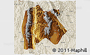 Physical 3D Map of Baoshan, shaded relief outside