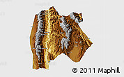Physical 3D Map of Baoshan, single color outside