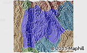 Political 3D Map of Baoshan, semi-desaturated