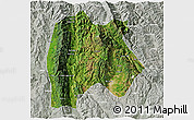 Satellite 3D Map of Baoshan, lighten, semi-desaturated
