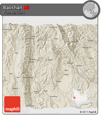 Shaded Relief 3D Map of Baoshan