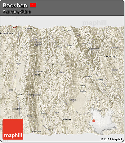 Shaded Relief 3D Map of Baoshan