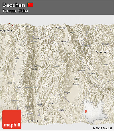 Shaded Relief 3D Map of Baoshan