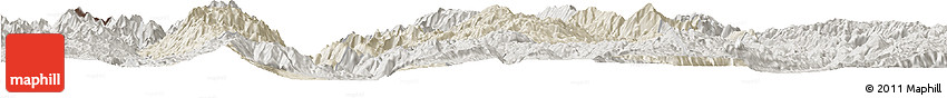 Shaded Relief Horizon Map of Baoshan, semi-desaturated