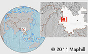 Gray Location Map of Baoshan, highlighted parent region, hill shading