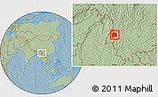 Savanna Style Location Map of Baoshan, hill shading