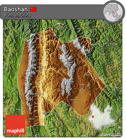 Physical Map of Baoshan, satellite outside